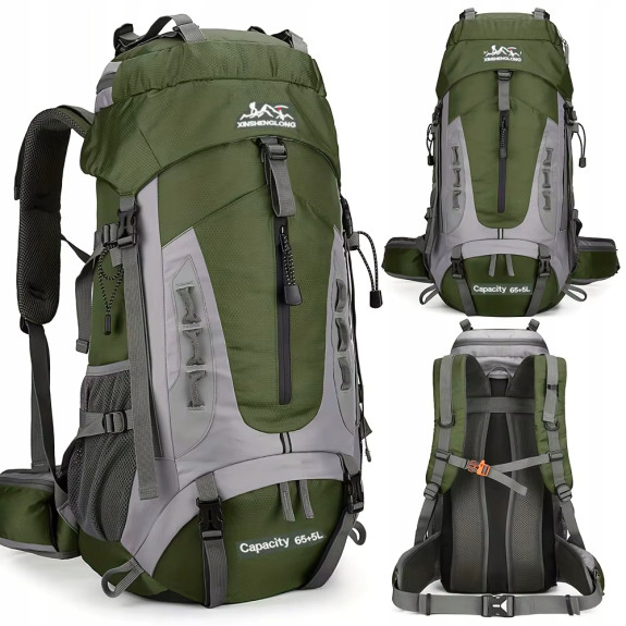 Plecak turystyczny górski w góry 70L Traper 3 GREEN z pokrowcem Trekkingowy 2