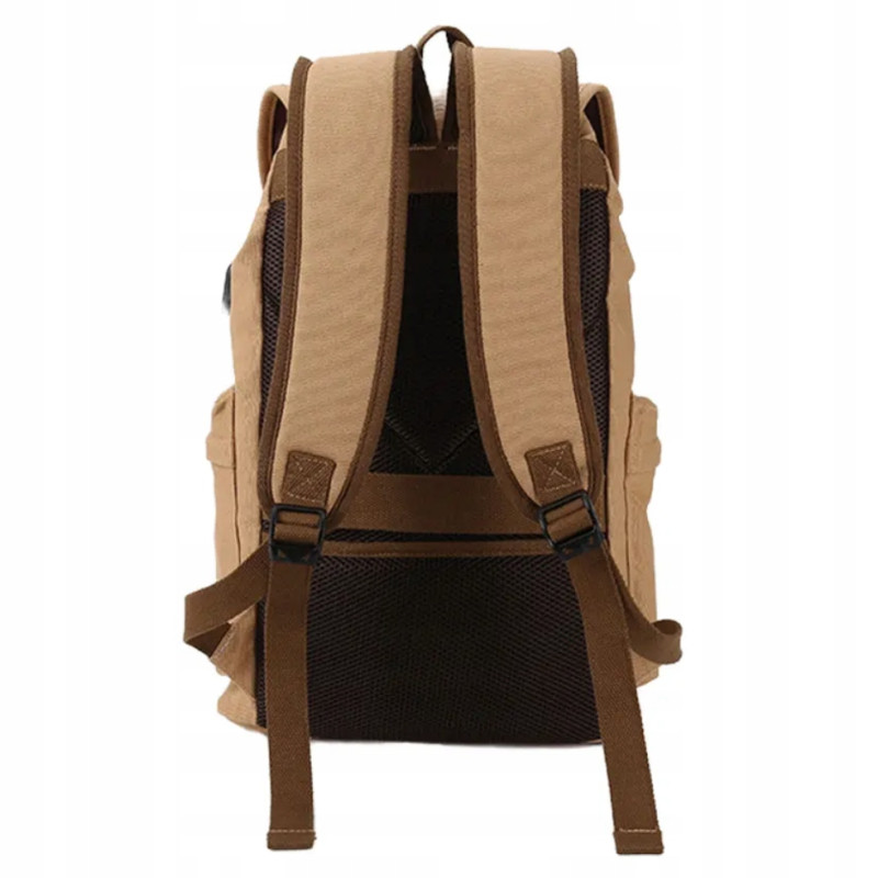 Plecak Miejski Retro Vintage Płócienny Damski Męski Kieszeń na laptopa USB (PT029)