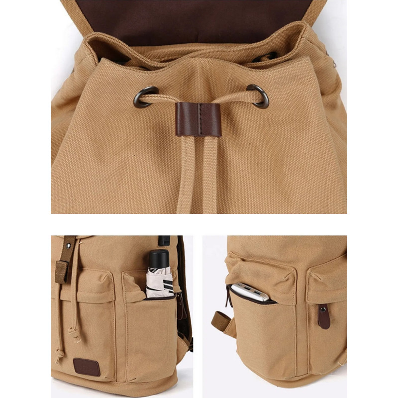 Plecak Miejski Retro Vintage Płócienny Damski Męski Kieszeń na laptopa USB (PT029)