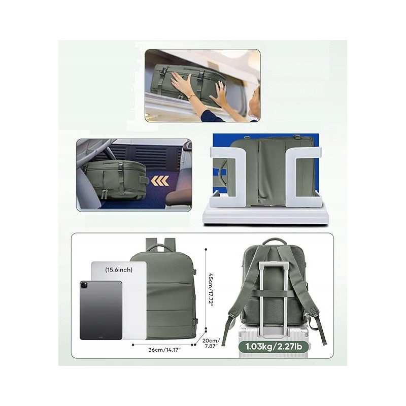 Plecak PAKKO Bagaż Podręczny do Samolotu Wizzair Rayanair 40x20x25 USB T500