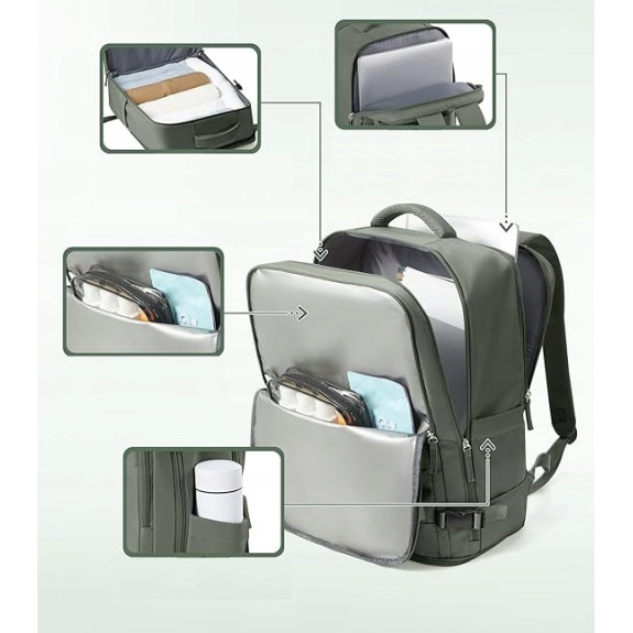 Plecak PAKKO Bagaż Podręczny do Samolotu Wizzair Rayanair 40x20x25 USB T500