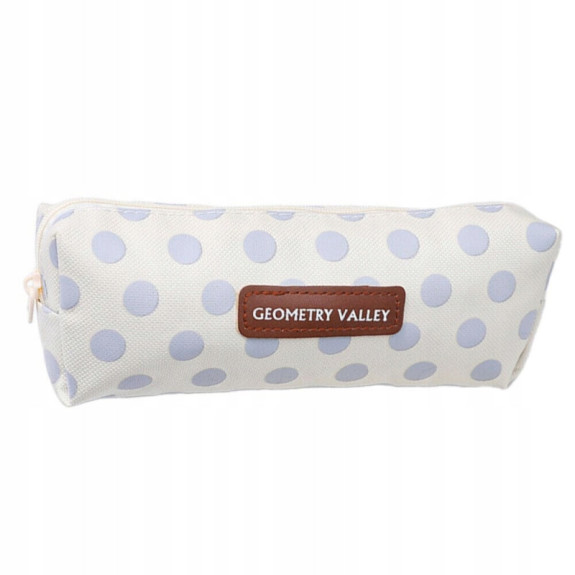 Biały Piórnik Szkolny w Szare Kropki