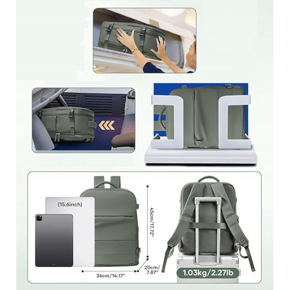 Plecak PAKKO Bagaż Podręczny do Samolotu Wizzair Rayanair 40x20x25 USB T500