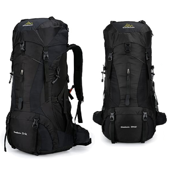 Sportowy kempingowy plecak turystyczny duży trekking 70l CZARNY (I008)