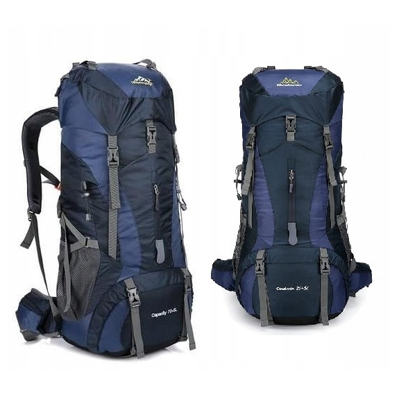 Sportowy kempingowy plecak turystyczny duży trekking 70l GRANATOWY (I008)