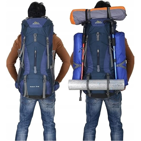 Sportowy kempingowy plecak turystyczny duży trekking 70l GRANATOWY (I008) 2