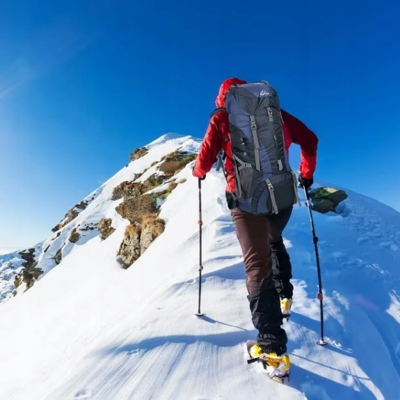 Sportowy kempingowy plecak turystyczny duży trekking 70l GRANATOWY (I008)