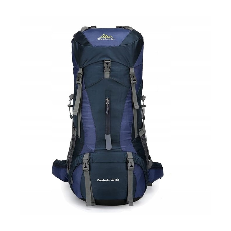 Sportowy kempingowy plecak turystyczny duży trekking 70l GRANATOWY (I008)