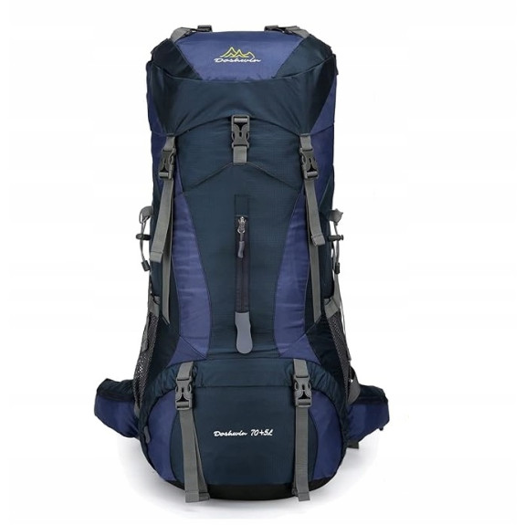 Sportowy kempingowy plecak turystyczny duży trekking 70l GRANATOWY (I008)