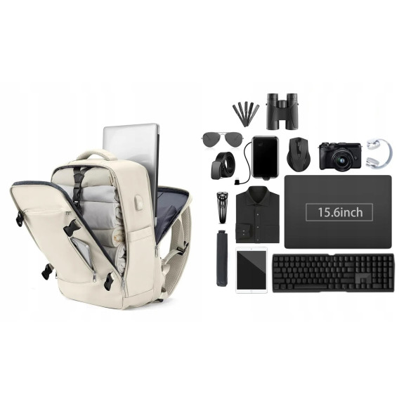 Plecak podróżny Bagaż Podręczny 46×32×16 Beżowy