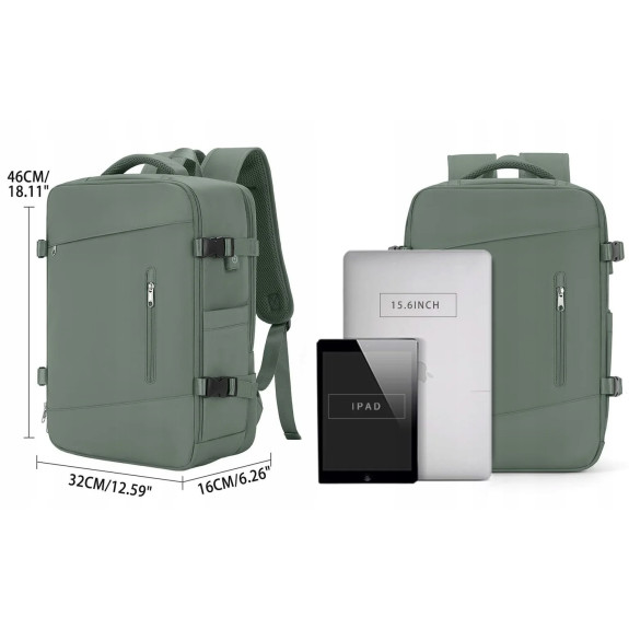 Plecak podróżny Bagaż Podręczny 46×32×16 Zielony