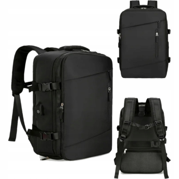 Plecak podróżny Bagaż Podręczny 46×32×16 Czarny