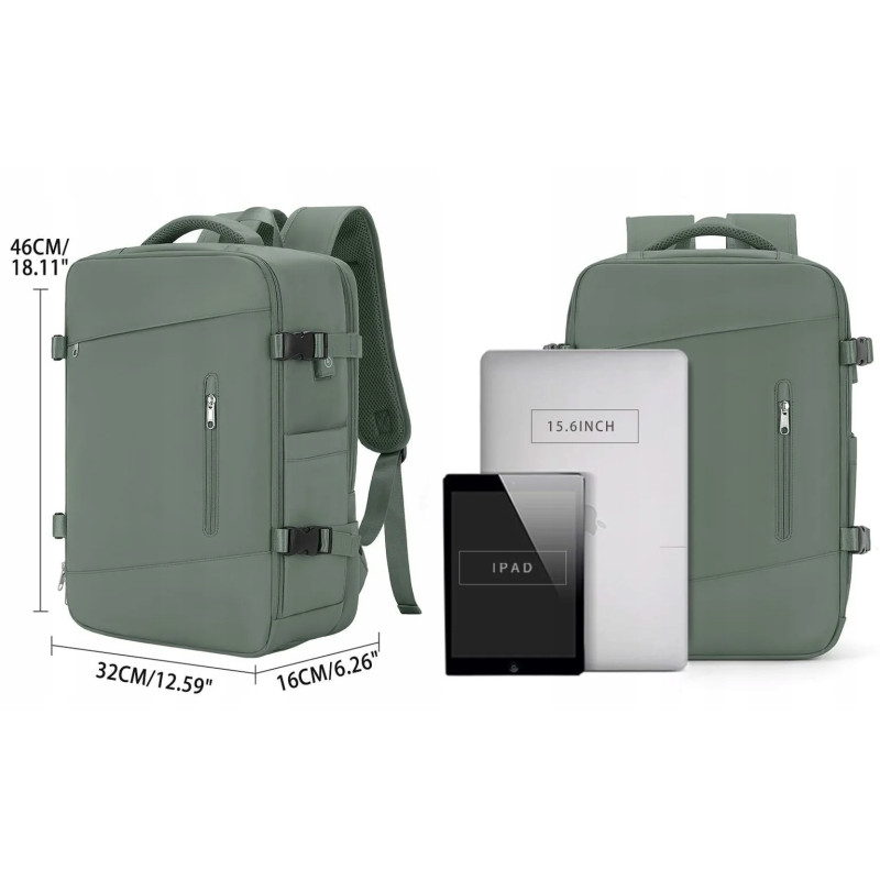 Plecak podróżny Bagaż Podręczny 46×32×16 Czarny