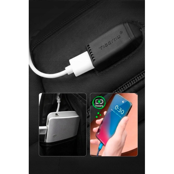 Plecak na laptopa TIGERNU 17,3" USB TSA antykradzieżowy wodoodp. szyfr I017