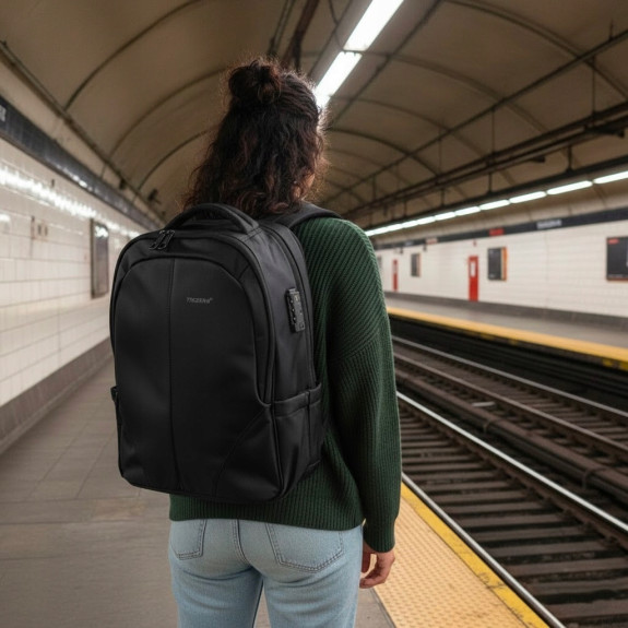 Plecak na laptopa TIGERNU 17,3" USB TSA antykradzieżowy wodoodp. szyfr I017