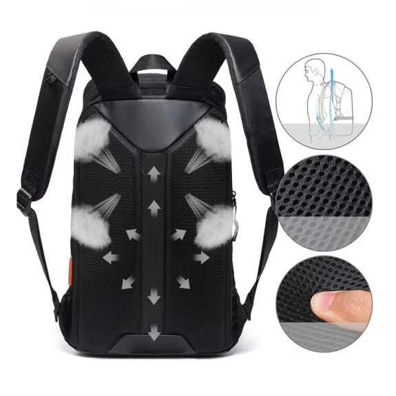 Plecak na laptopa 15,6'' wodoodporny męski miejski podróżny czarny (ZM15)