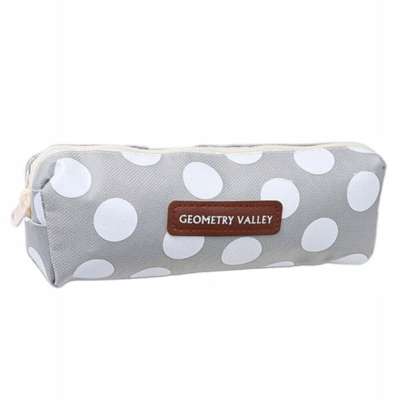 Szary Piórnik Szkolny w Białe Kropki