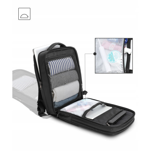 Plecak na laptopa 15,6” wodoodporny RFID otwierany walizka (I109)