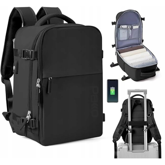 Plecak PAKKO Bagaż Podręczny do Samolotu Wizzair Rayanair 40x20x25 USB T140