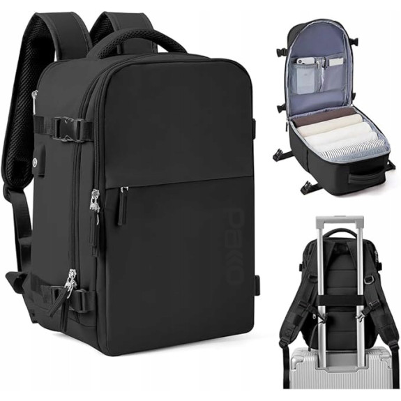 Plecak PAKKO Bagaż Podręczny do Samolotu Wizzair Rayanair 40x20x25 USB T140 2