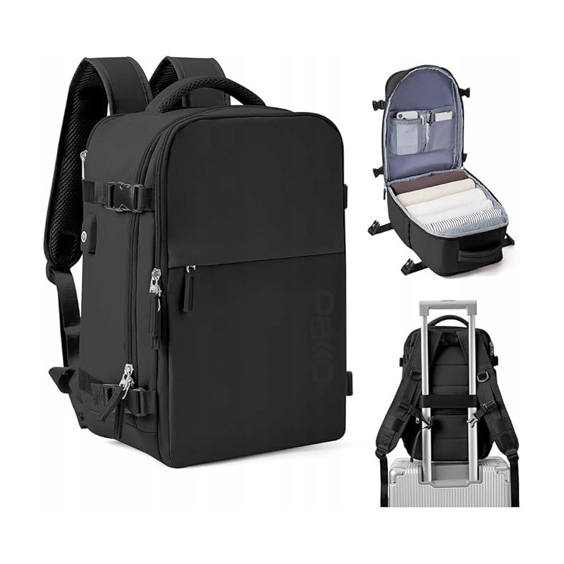 Plecak PAKKO Bagaż Podręczny do Samolotu Wizzair Rayanair 40x20x25 USB T140