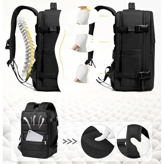 Plecak PAKKO Bagaż Podręczny do Samolotu Wizzair Rayanair 40x20x25 USB T140