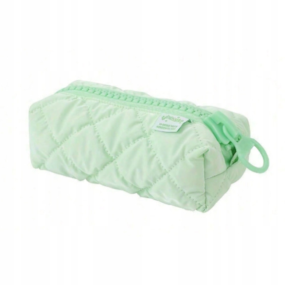 Piórnik Puffy Pikowany Miętowy Matowy Pojemny Szkolny Młodzieżowy Etui