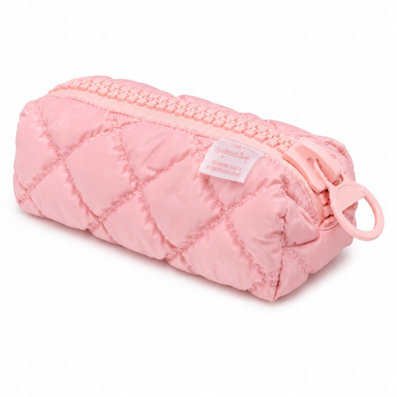 Piórnik Puffy Pikowany Różowy Matowy Pojemny Szkolny Młodzieżowy Etui