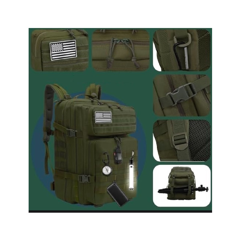Plecak Taktyczny Wojskowy 45L KHAKI | Survival Militarne MOLLE (I011)