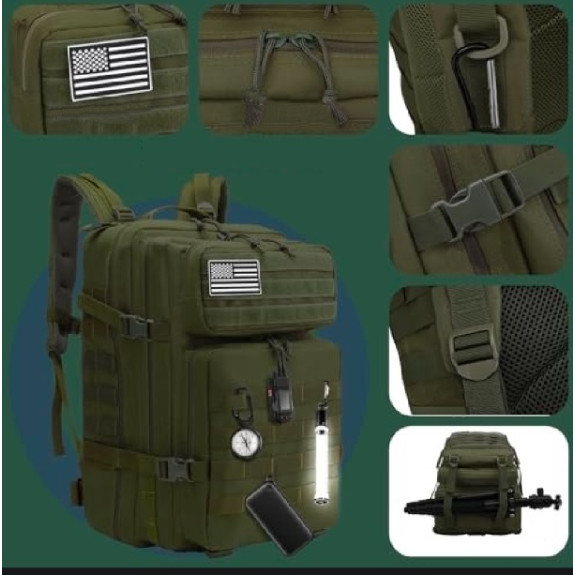 Plecak Taktyczny Wojskowy 45L KHAKI | Survival Militarne MOLLE (I011)
