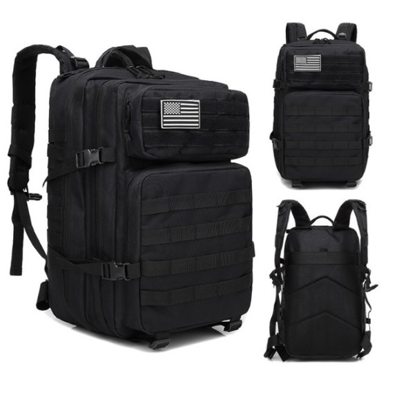 Plecak Taktyczny Wojskowy 45L CZARNY | Survival Militarne MOLLE (I011)