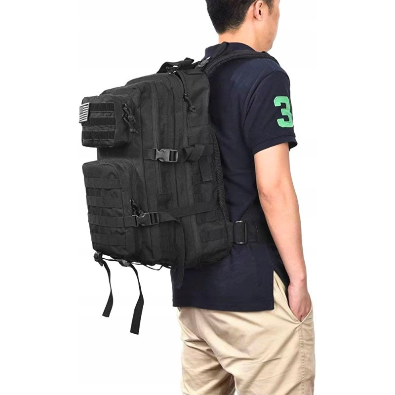 Plecak Taktyczny Wojskowy 45L CZARNY | Survival Militarne MOLLE (I011)