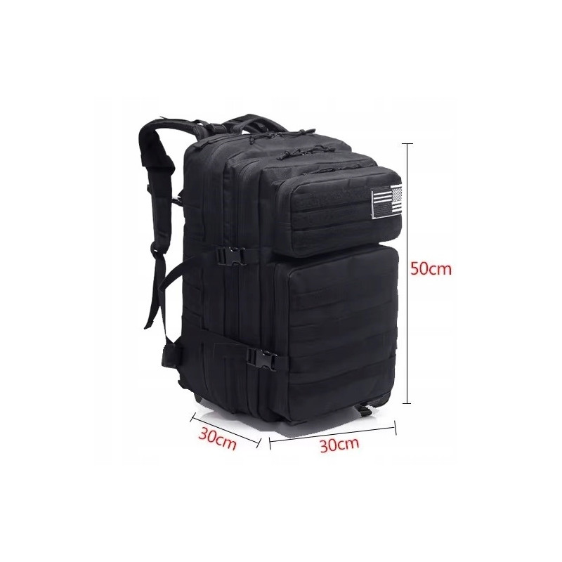 Plecak Taktyczny Wojskowy 45L CZARNY | Survival Militarne MOLLE (I011)