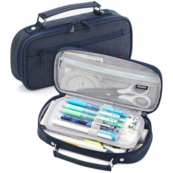 Duży Granatowy Organizer Piórnik Szkolny