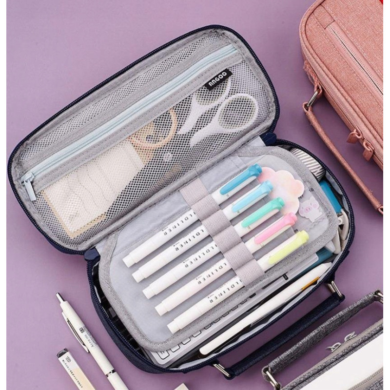 Duży Granatowy Organizer Piórnik Szkolny