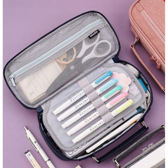 Duży Granatowy Organizer Piórnik Szkolny