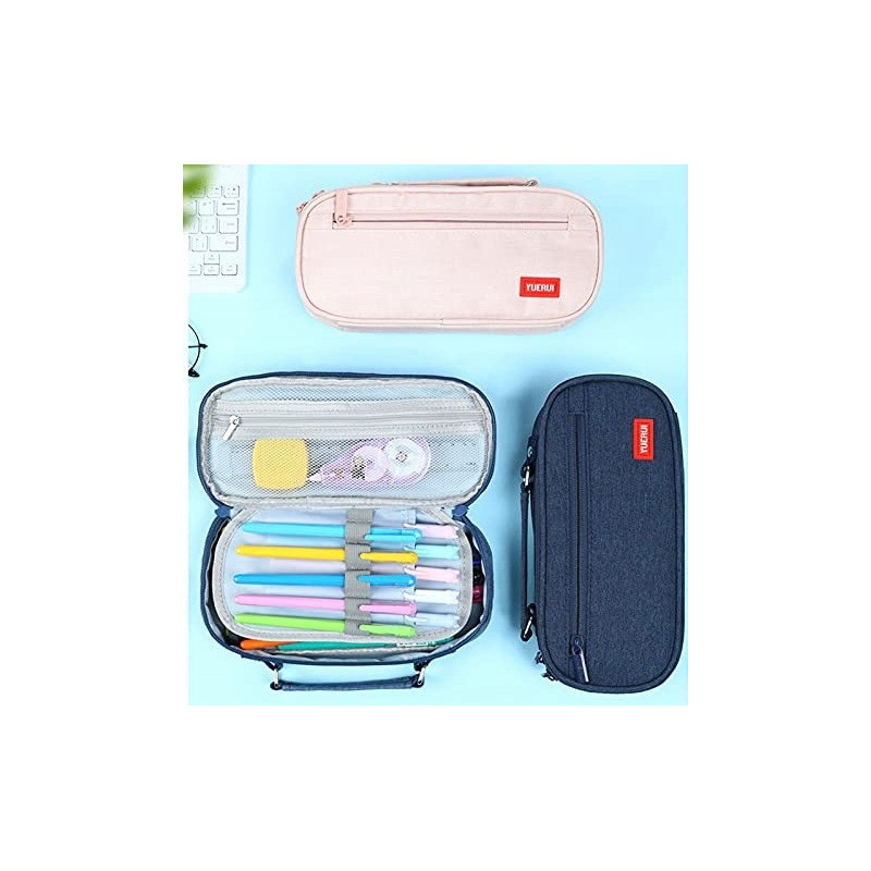 Duży Granatowy Organizer Piórnik Szkolny