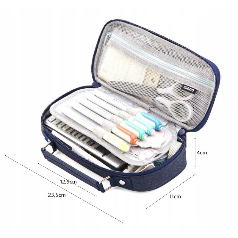 Duży Granatowy Organizer Piórnik Szkolny