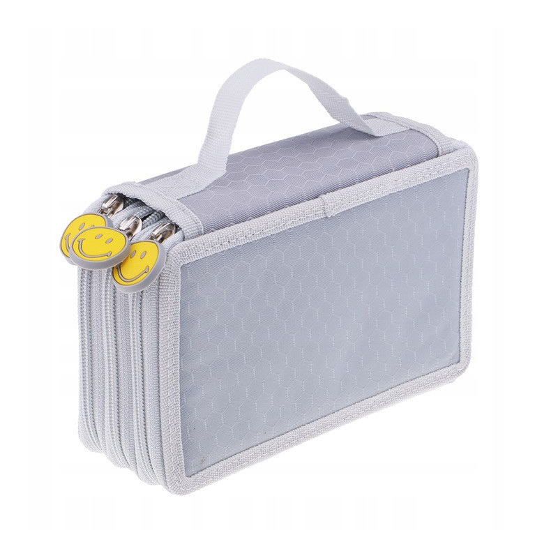 Szary Trzykomorowy Piórnik Szkolny Saszetka