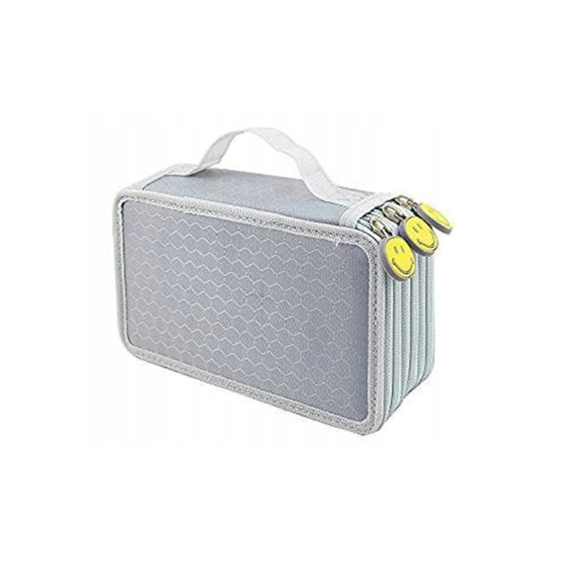 Szary Trzykomorowy Piórnik Szkolny Saszetka