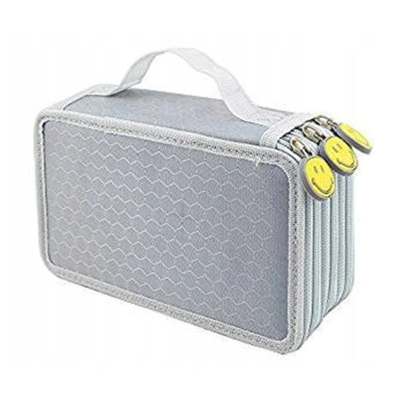 Szary Trzykomorowy Piórnik Szkolny Saszetka