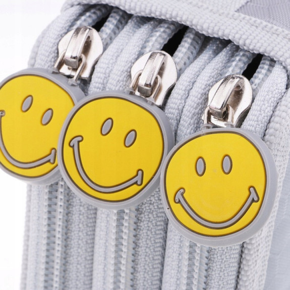 Szary Trzykomorowy Piórnik Szkolny Saszetka