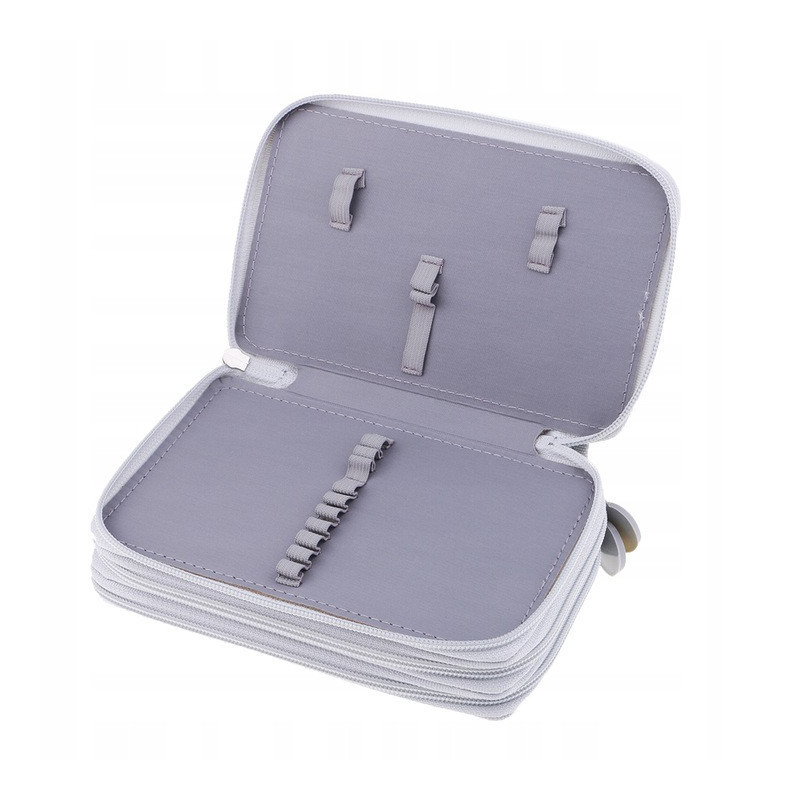 Szary Trzykomorowy Piórnik Szkolny Saszetka