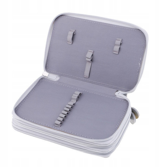 Szary Trzykomorowy Piórnik Szkolny Saszetka