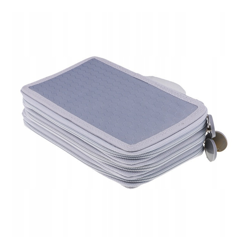 Szary Trzykomorowy Piórnik Szkolny Saszetka