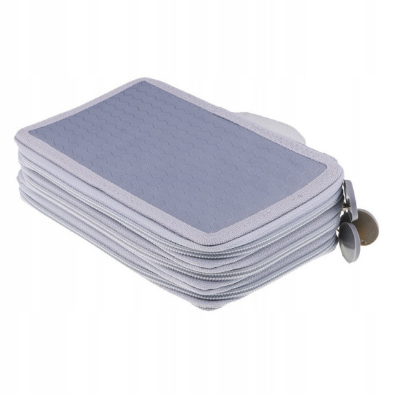 Szary Trzykomorowy Piórnik Szkolny Saszetka