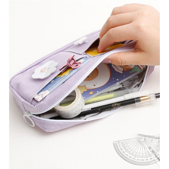 Fioletowy Wielofunkcyjny Piórnik Szkolny
