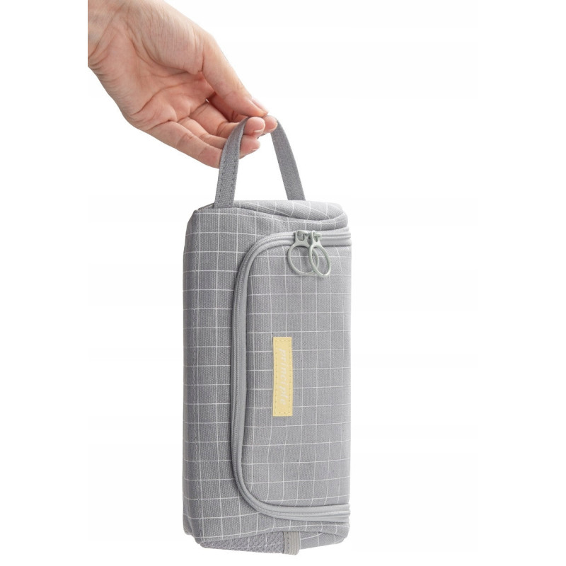 Klasyczny Szary Piórnik Szkolny w Kratę