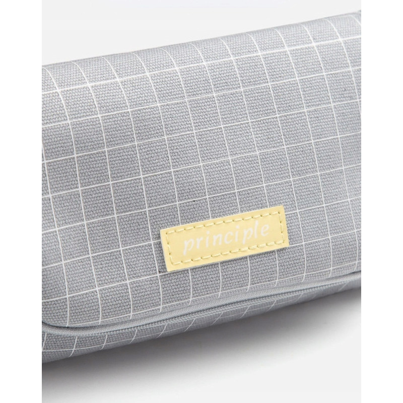 Klasyczny Szary Piórnik Szkolny w Kratę