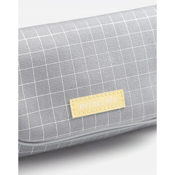 Klasyczny Szary Piórnik Szkolny w Kratę